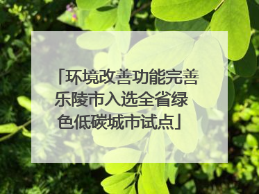 环境改善功能完善 乐陵市入选全省绿色低碳城市试点
