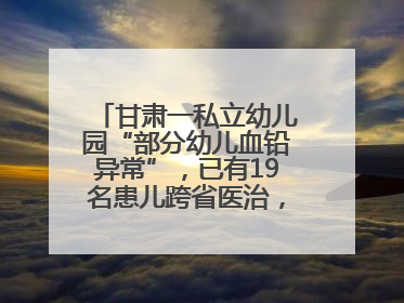 甘肃一私立幼儿园“部分幼儿血铅异常”，已有19名患儿跨省医治，家长发声：以为孩子出问题，没想过会与学校有关
