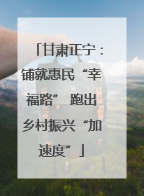甘肃正宁：铺就惠民“幸福路” 跑出乡村振兴“加速度”