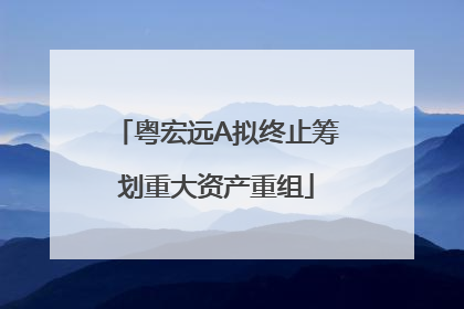 粤宏远A拟终止筹划重大资产重组