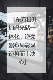 东方日升加码光储一体化：逆变器布局彰显逆势而上决心