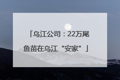 乌江公司：22万尾鱼苗在乌江“安家”