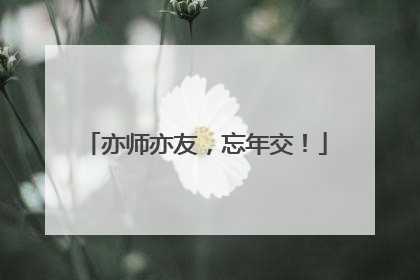 亦师亦友，忘年交！
