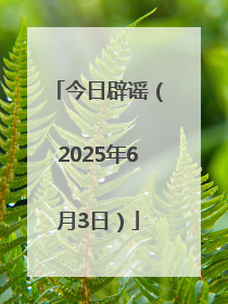 今日辟谣（2025年6月3日）