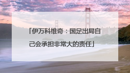 伊万科维奇：国足出局自己会承担非常大的责任