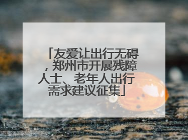 友爱让出行无碍，郑州市开展残障人士、老年人出行需求建议征集