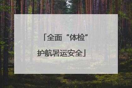 全面“体检”护航暑运安全