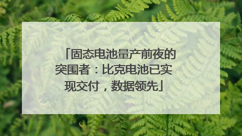 固态电池量产前夜的突围者：比克电池已实现交付，数据领先