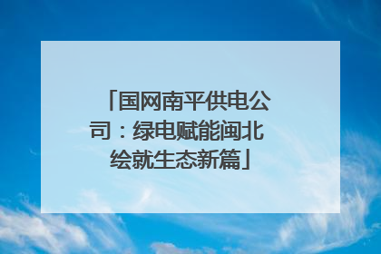 国网南平供电公司：绿电赋能闽北 绘就生态新篇