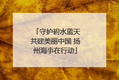 守护碧水蓝天 共建美丽中国 扬州海事在行动