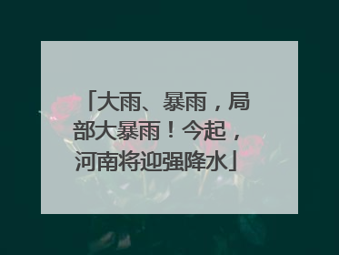 大雨、暴雨，局部大暴雨！今起，河南将迎强降水