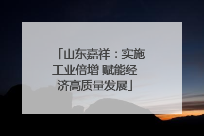 山东嘉祥：实施工业倍增 赋能经济高质量发展