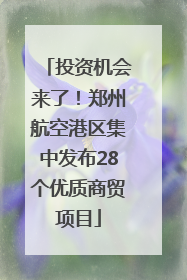 投资机会来了！郑州航空港区集中发布28个优质商贸项目