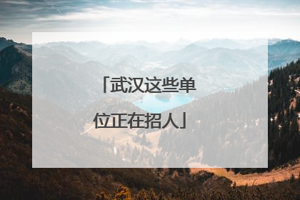 武汉这些单位正在招人