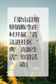 梁山县馆驿镇陈李庄村开展“普法进社区‘典’亮新生活”宣讲活动