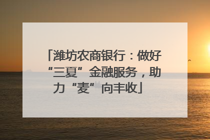潍坊农商银行：做好“三夏”金融服务，助力“麦”向丰收