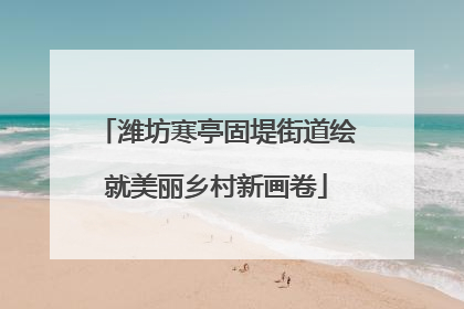 潍坊寒亭固堤街道绘就美丽乡村新画卷