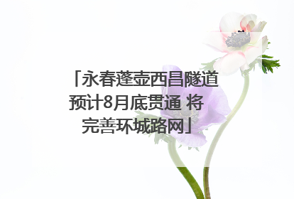 永春蓬壶西昌隧道预计8月底贯通 将完善环城路网