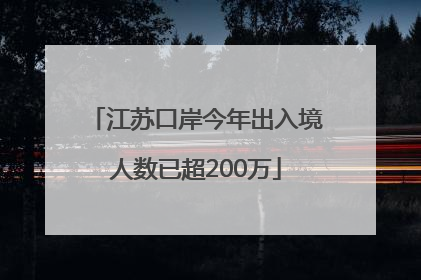 江苏口岸今年出入境人数已超200万