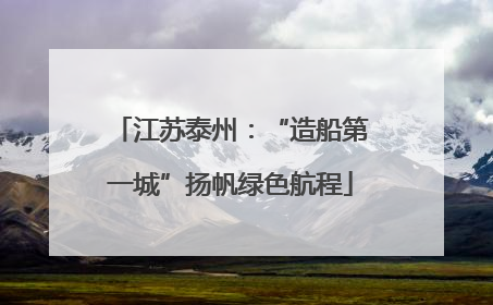 江苏泰州：“造船第一城”扬帆绿色航程