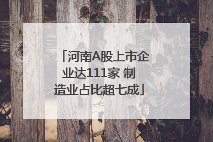 河南A股上市企业达111家 制造业占比超七成