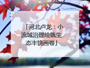 河北卢龙：小流域治理绘就生态丰饶画卷