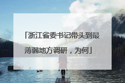 浙江省委书记带头到最薄弱地方调研，为何