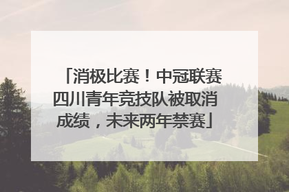 消极比赛！中冠联赛四川青年竞技队被取消成绩，未来两年禁赛