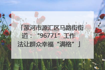 漯河市源汇区马路街街道：“96771”工作法让群众幸福“满格”