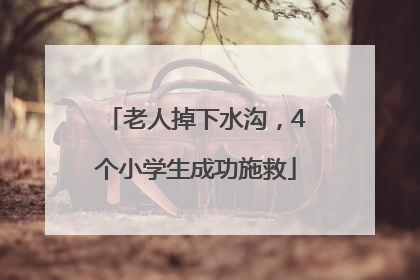 老人掉下水沟，4个小学生成功施救
