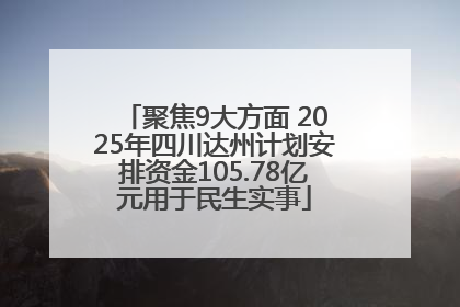 聚焦9大方面 2025年四川达州计划安排资金105.78亿元用于民生实事