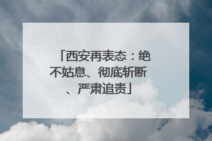西安再表态：绝不姑息、彻底斩断、严肃追责