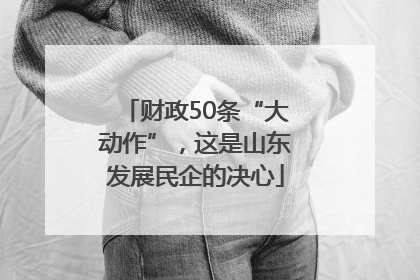 财政50条“大动作”，这是山东发展民企的决心