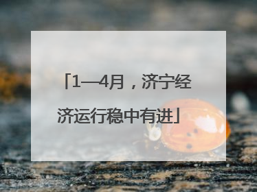 1—4月，济宁经济运行稳中有进